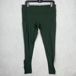 Lululemon Leggings Womens 12 Green Compression Zip Pocket Yoga Pants Pilates